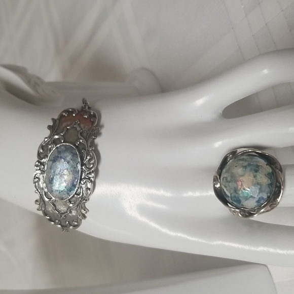 GREAT BUY💥ROMAN GLASS 4-PC. SUITE,  925 SS EUC J#41 - Picture 2 of 13